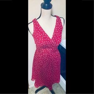 Red w/ White Polka Dots Maxi Summer Dress, Sz. 8